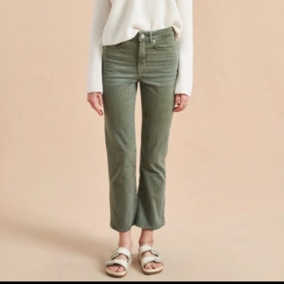 La Ligne The Meredith Jeans High Rise Crop Flare in Eloise Sage Green Size 26 - Picture 7 of 7